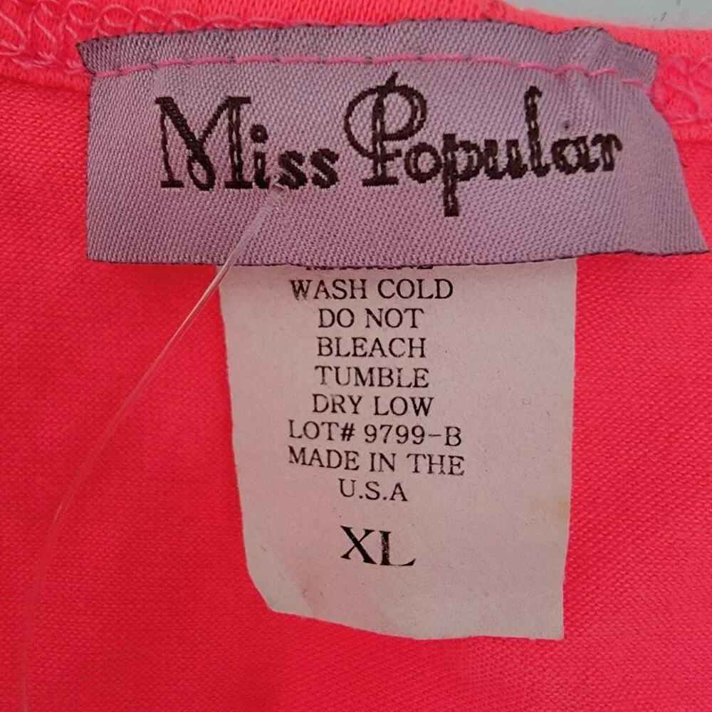Miss‎ Popular Shirt Kids Girls Sz XL Cold Shoulder Team Bae Hot Pink NEW NWT